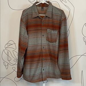 Eddie Bauer Rust and Gray Fleece Shirt size L